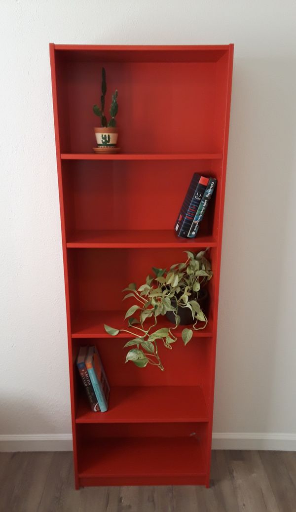 IKEA bookshelf, 5 shelves, red for Sale in Merced, CA OfferUp