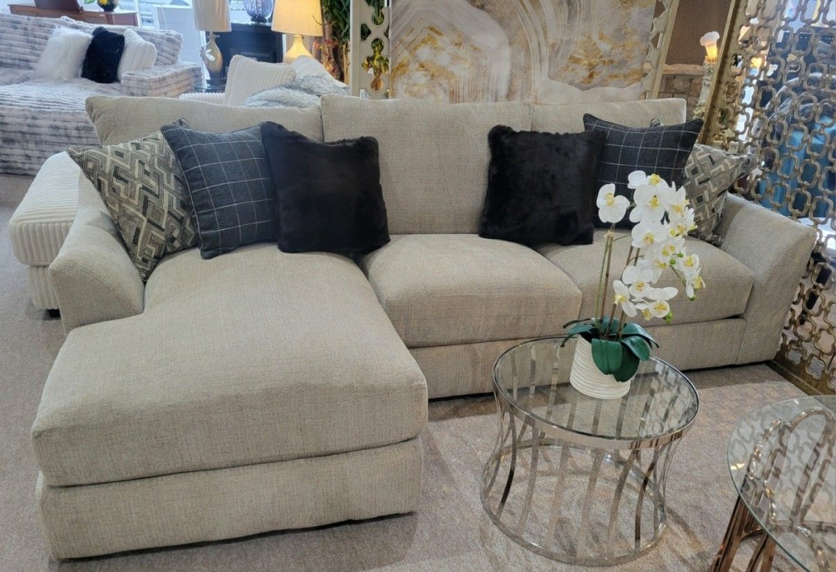 Light Grey Sectional New with Pillows