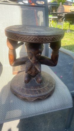 Luba caryatid wood stool chair