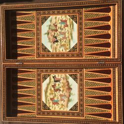 Rare Khatam Handmade Backgammon And Chessboard 