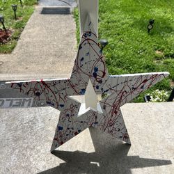 Patriotic 4th of July paint splatter decorative star