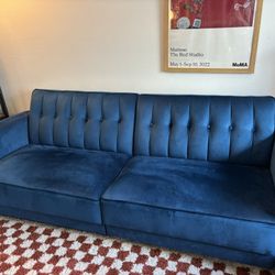 Blue Velvet Couch/futon