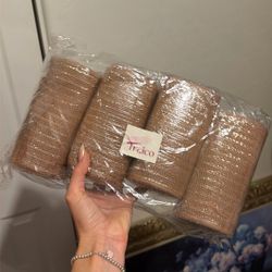 3 Rolls Rose Gold Deco Mesh Ribbon, 6 Inch x 30FT 