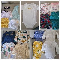 6 Month Baby Girl Long Sleeve Bodysuits | Lot Of  17