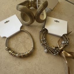 Brassy Gold Toned Bracelet Bundle -new 