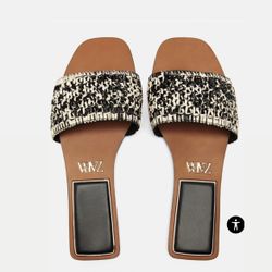 Zara - Flat Fabric Slider Sandals  US Size 9/ EUR Size 40