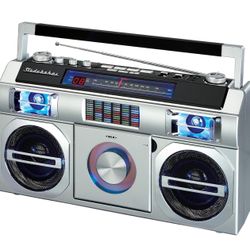 Studebaker SB2145S 80's Retro Street Bluetooth Boombox with FM Radio, CD Player, LED EQ