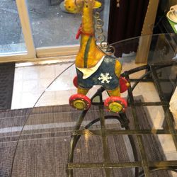 Metal Giraffe Red White And Blue Wood Wheels