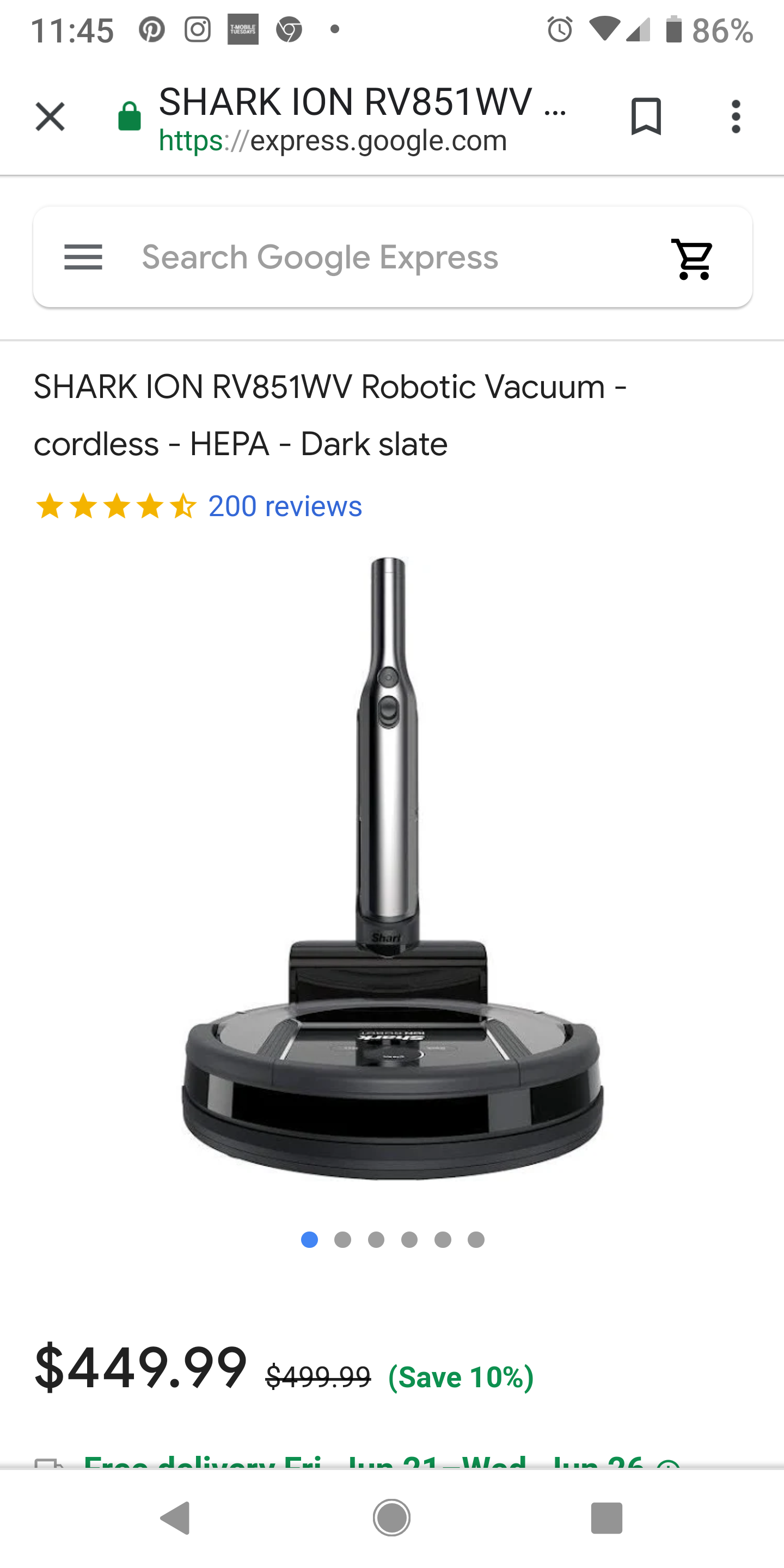 SHARK ION RV851 vacuum, with handheld, Alexa compatible.