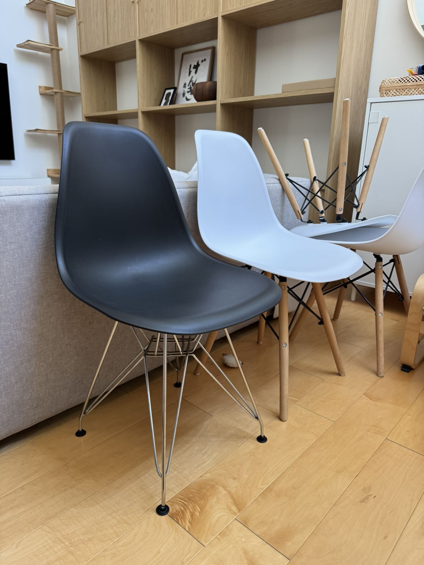 Japandi MCM Modern Eames Style Chairs - White And Black (Priced Each)