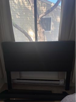 Full bed frame with upholstered headboard