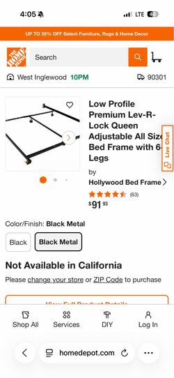 Queen Bed frame with 6 wheels