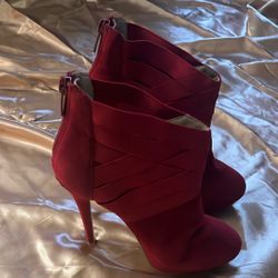 Dark red Burgundy Mix Soft Ankle Boots