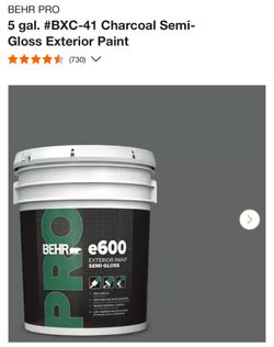 BEHR PRO 5 gal. #BXC-41 Charcoal Semi-Gloss Exterior Paint (NEW SEALED)