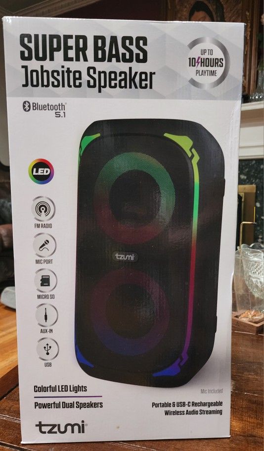 New Tzumi Super Bass Bluetooth Speaker – Sealed, Never Opened!