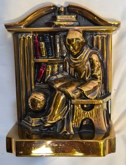 VTG Philadelphia MFG Heavy Brass Book Ends Bishops Monks Scholar Hallmarked