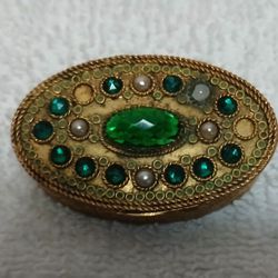 1920s Vintage French Gold Compact Enamel Box 