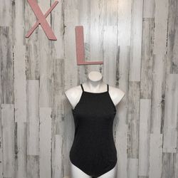 Wild Fable Charcoal Gray Ribbed High Neck Bodysuit  Size XL