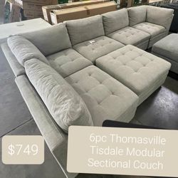 Thomasville Tisdale Modular Sectional Couch Sofa With Storage Ottoman 