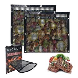 Large BBQ Mesh Grill Bags Set 2 Reusable Non-Stick Grill Net for Charcoal Gas Electric Grills&Smokers BBQ Lover Heat Resistant Barbecue Bag Vegetables