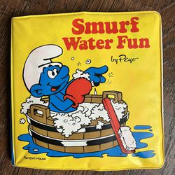 Smurf 1983 Water Fun for Bathtime fun all vinyl book 1983