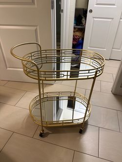 Gold 2-Tier Mirrored Bar Cart