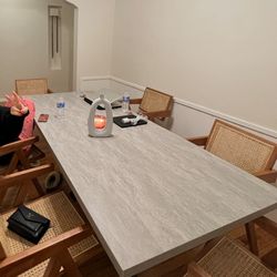 Grey Marble (made of wood) Modern Dining Table