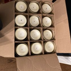12 Unscented Candles In Glass 