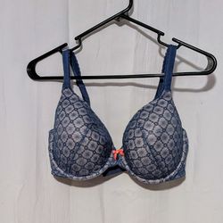 Bra Victoria Secret Gray Pink Ribbon Lace Woman's Bra 36 DD No Tag
