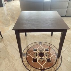 Dining Table, with Walnut Finish and Wood 36x 36-in L x 30-in H