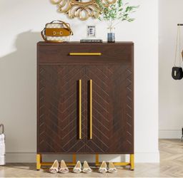 New assembled Shoe Cabinet with Doors, 20 Pairs Shoe Storage Cabinet with Drawer for Entryway, Modern Shoe Rack Organizer with Adjustable Shelves for 