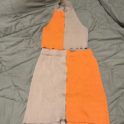 Color Block 2 Piece Skirt Set 