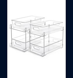 Vtopmart 12.1''W Clear Stackable Storage Drawers,2 Pack Acrylic Plastic Organizers