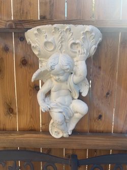 White Cherub Angel Wall Bracket Shelf