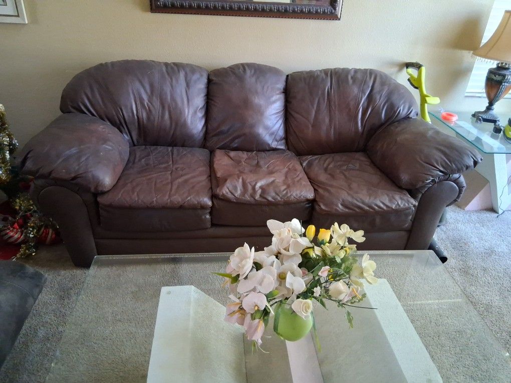 Brown Leather Sofa