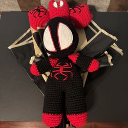 Spider-Man Miles Morales Crochet Yarn Flower and Plushie Set