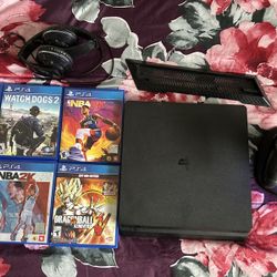 Slim PS4 With Accessories and games  