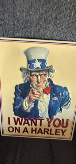 I want you on a Harley Uncle Sam metal/tin sign