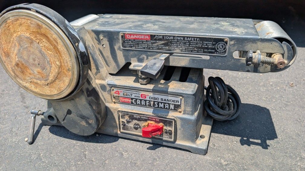Vintage Craftsman 6" Disc & 4" Belt Benchtop Sander 2 In 1 Works Well Sears