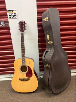 Carlo Robelli Acoustic Guitar & Takamine Case CRW410N *needs new strings*