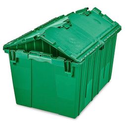Green plastic tote