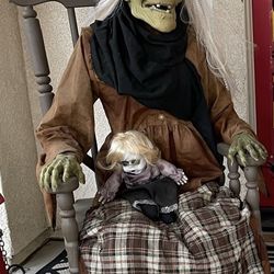 Halloween: Rocking Chair Babysitting Witch