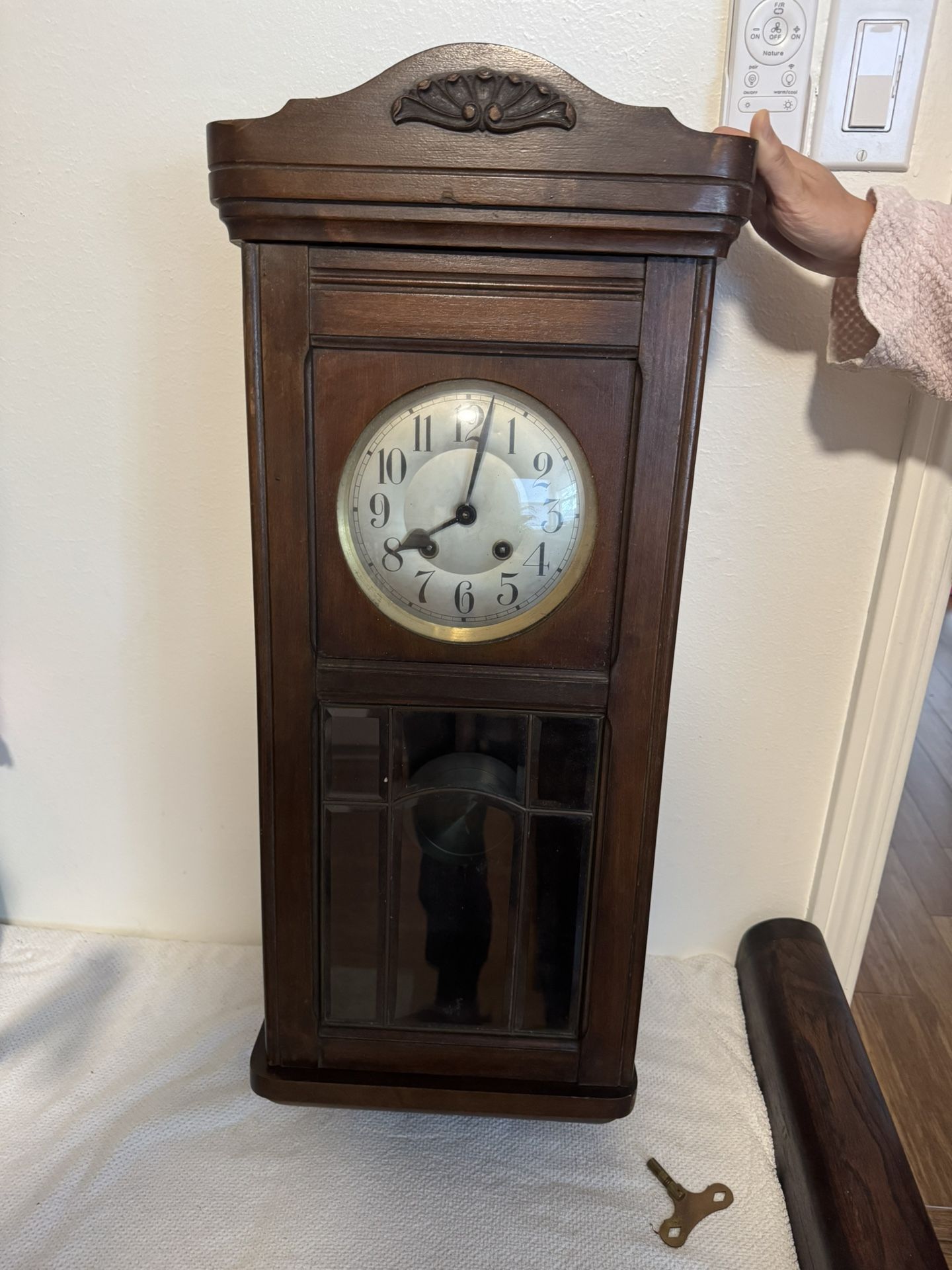 Antique French Chiming Pendulum Wall Clock S.G.D.G. A. Van De Plancke