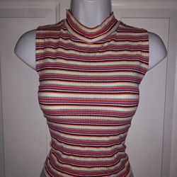 Large Striped Sleeve Less Top 
