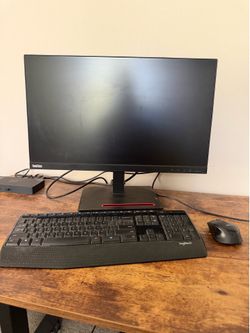 Lenovo ThinkVision Monitor with Logitech Keyboard and Mouse