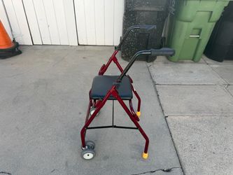 Red Folding Rollator Walker with Seat