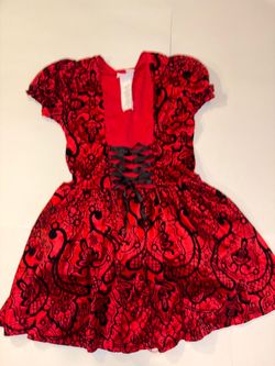 California Costumes Red and Black Dress Size large Faux lace and ace up front