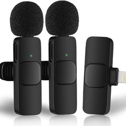 Wireless Lavalier Clip-on Plug-Play Microphone for iPhone (2 Pack)