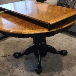 Claw Toe  Pedestal Dining Table/ Solid Wood/Black/ Rustic/Shabby/Distressed/Oak/Rare/Country/Farmhouse/Leaf/Extension/Stretch/Set/Shiney/Round/Oval
