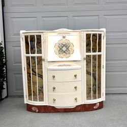 Vintage Secretary Desk w/ Curio Cabinet